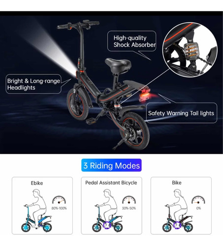 Imagen 6 de 9 de Bicicleta Eléctrica Inteligente Plegable Niños Y Adultos