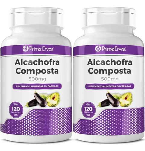 Kit 2 Alcachofra Composta 120 Cápsulas De 500mg