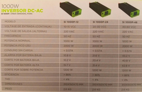 Imagen 4 de 6 de Conversor Inversor Siltron 24 A 220 1000w Senoidal Puro