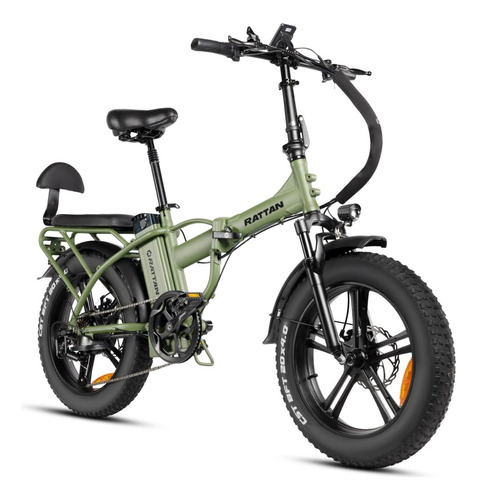 Bicicleta Electr Plegable Llanta Gorda 7v 750w Verde Rattan 