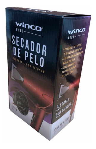 Secador De Pelo Winco W-190  1200w Con Difusor Envio Gratis