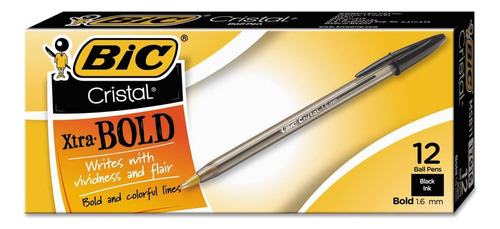 Bic Msb11bk Cristal Xtra Bold Ballpoint Stick Pen, Black Ink