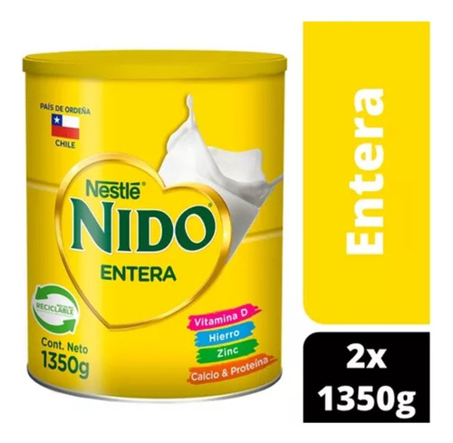 Leche En Polvo Nido® Entera Tarro 1350g Pack X2