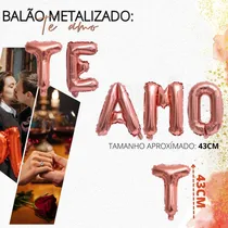 Comprar Kit Balão Metalizado Frase Te Amo - Decoração Romântica Cor Rosé-gold