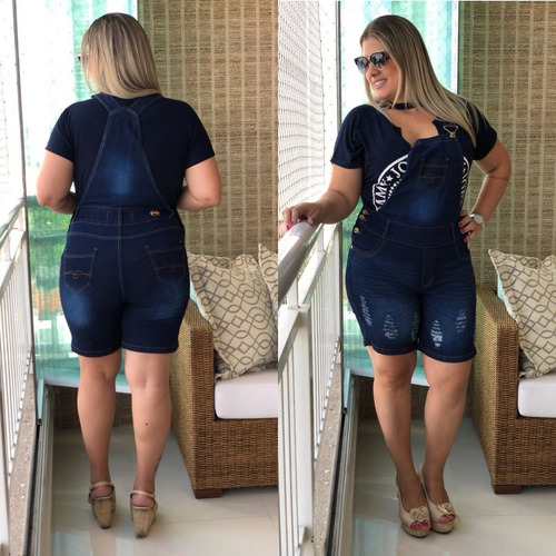 macacao jeans plus size mercado livre