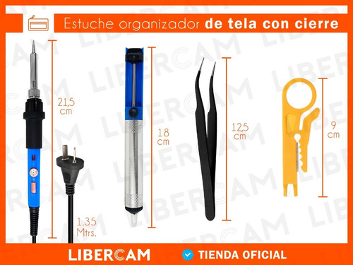 Imagen 4 de 10 de Kit Set Soldador Lapiz Cautin Estaño Desoldado 15 Piezas