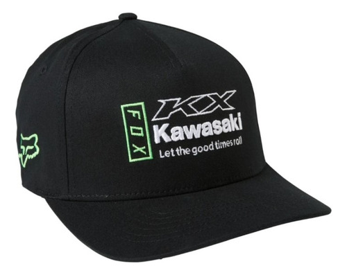 Gorra Kawi Kawasaki Flexfit Logo Negro Motocross Atv Fox