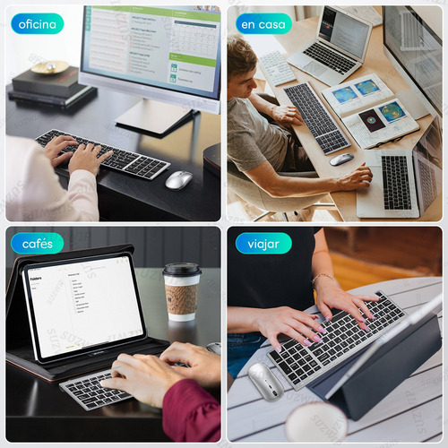 Kit Teclado Y Mouse Inalámbrico Recargable Usb Bluetooth,teclado Y Mouse Delgados Recargable Multidispositivo De Tamaño Completo Para Computadora/laptop, Compatible Con Windows, Macbook,iPad, Tableta