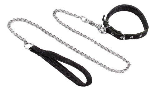 Do Cão Ligação Corrente Resistente Preto Com Gola