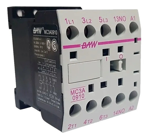 Minicontactor Tripolar 4kw Ac3 380v 50hz Baw 9amp