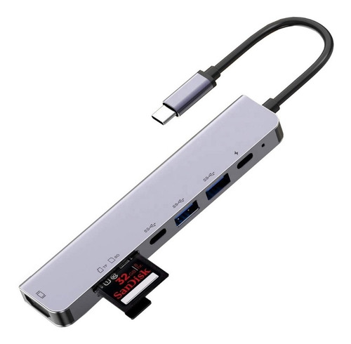 Imagen 2 de 3 de Hub Usb Tipo C, 7 En 1, Windows 7/8/10