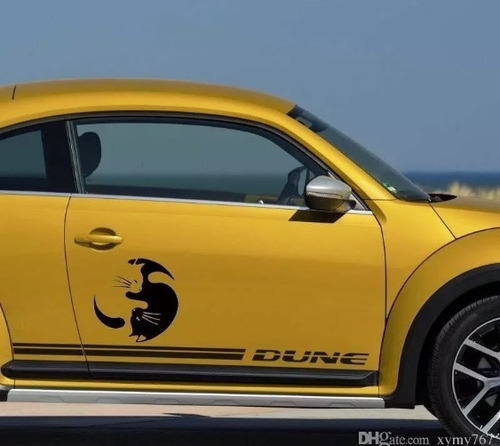 Tuning Vinil Sticker Auto Ying Yang Gatos Blanco Negro Calca