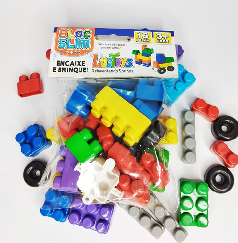 Blocos De Montar Luctoys 16 Pç Brinquedo Infantil Educativo