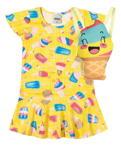 Vestido Infantil Sorvetinho Com Bolsa Elian