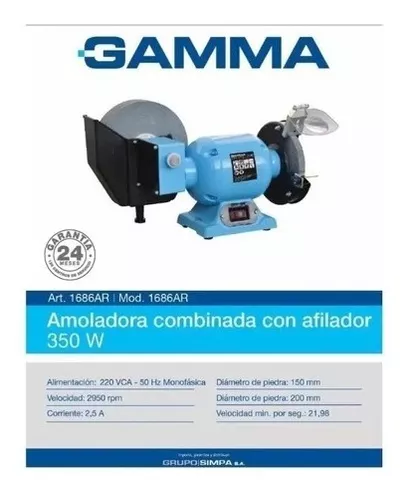 Amoladora De Banco Combinada G1686ar Gamma Con Afilador 350w – Marfer  Herramientas