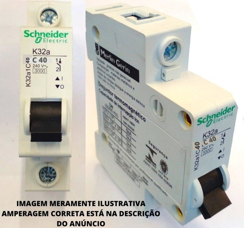 Imagem 1 de 2 de Disjuntor K32a Unipolar 40 Amperes Curva C Schneider
