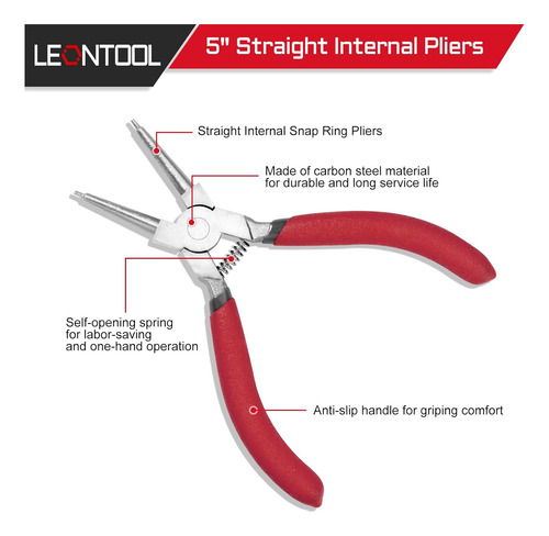 Leontool Alicates Internos De Anillo De Presión De 5 Pulgada