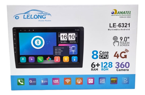 Central Multimidia 9'' Lelong Le-6321 Octacore 6gb 128gb 4g