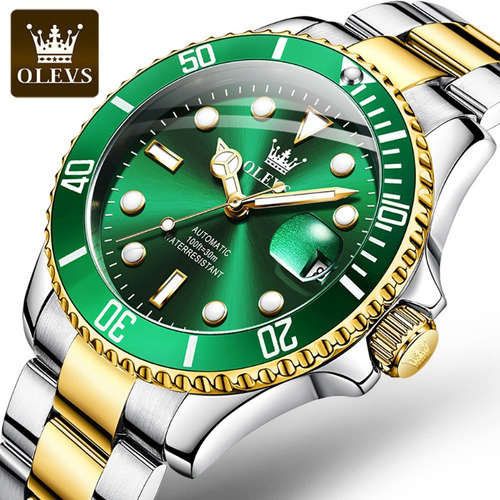 Relojes Automáticos Olevs 6650 Lujosos Y Luminosos Para Homb Color del fondo Silver Gold Green