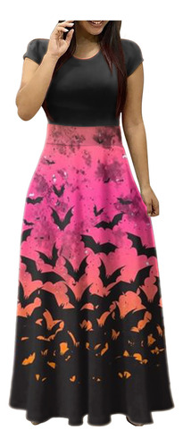 Vestido Largo Y Colorido Para Mujer, Estampado De Halloween,