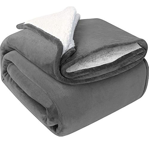 Utopia Bedding Sherpa Bed Blanket King Size Grey Plush Throw