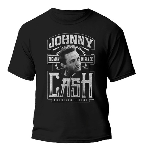 Remera Johnny Cash Logo Rock Country Algodón Premium