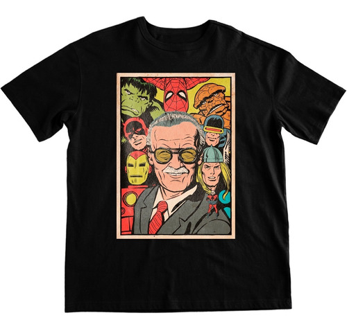 Polera Estampada Algodón Orgánico Marvel Stan Lee Avengers 