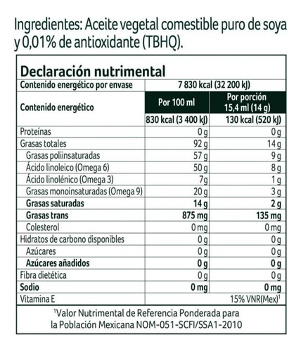 Aceite Comestible Puro De Soya Nutrioli Con 3 Piezas De 946m