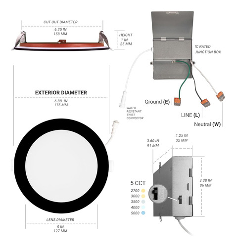 Paquete De 12 Luces Led Empotrables De 6 Pulgadas Y 2 Horas