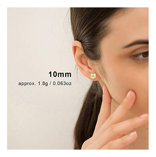 Aretes Chapados En Oro De 18 Quilates Con Bola De Plata