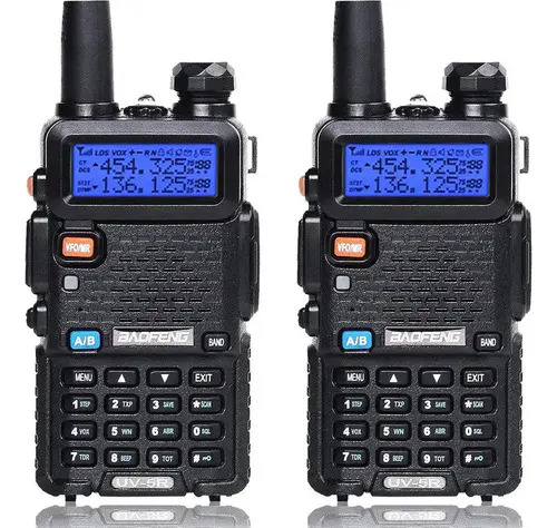 Walkie talkie largo alcance Baofeng Bf UV-5R Frecuencia Doble Banda 136-174Mhz/400-520Mhz 128 Canales Negro Negro