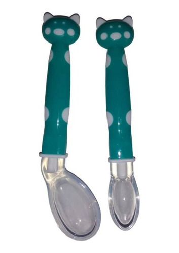 Set De 2 Cucharas Gatito De Comer Para Bebes Silicona.