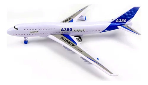 Avión Blanco de Juguete Grande de Fricción con Luz y Sonido Olhei Comprei A380 Jumbo Airbus