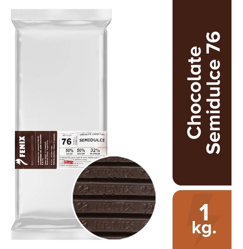Cobertura De Chocolate Semidulce 76 Fenix 1kg.