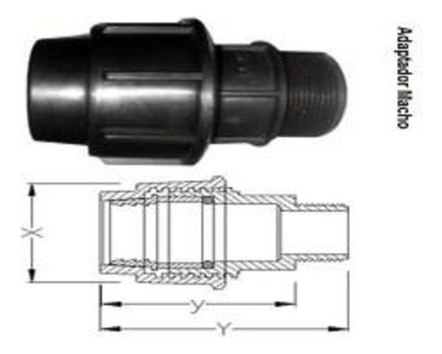 Adaptador Macho Riego Pead 63 Mm  X 1 ½ 