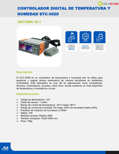 Controlador Digital De Temperatura Y Humedad Stc-3028