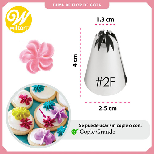 Duya Número 2f / Boquilla de flor de gota #2f Marca Wilton