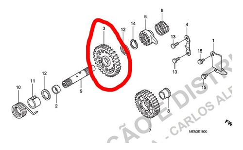 Engrenagem Eixo Pedal Partida Original Honda Crf450r 09-12 