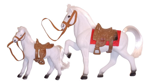 Caballo Felpa Con Cría Juguete X 2 Deco Regalo Navidad Reyes