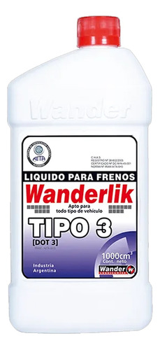 Liquido De Freno Dot 3 Wander X 200cc