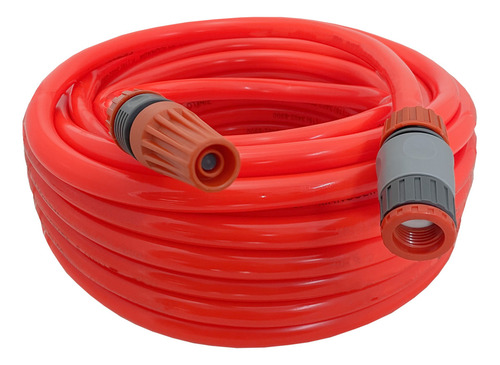 Kit Mangueira De Jardim Siliconada Esguicho E Engate 30m Cor Laranja