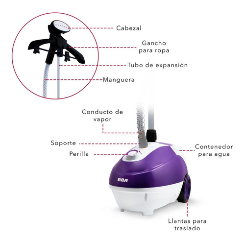 Rca Plancha Vertical De Vapor Con Pedestal Rca Rc-928 Morado