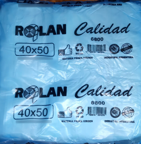Bolsa de camiseta reforçada 50x70 e 6000 x 5 unidades. Rolan