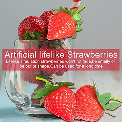 Videlly 20 Piezas Fresas Artificiales Fresas Falsas Fresas R