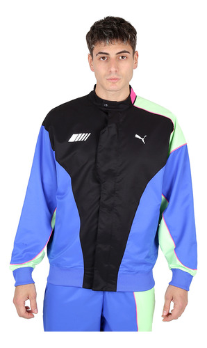 Campera Puma Amg Hombre En Celeste Y Negro