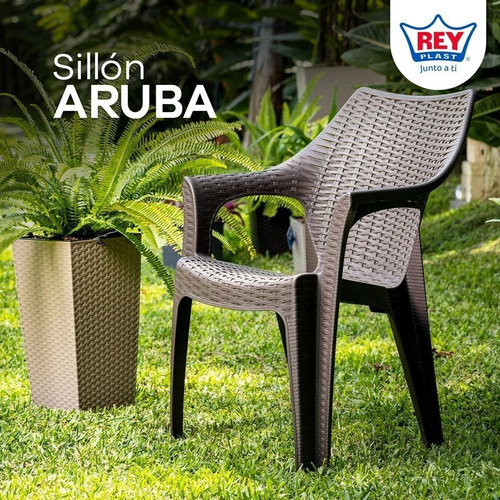 Set 4 Sillas Comedor/terraza/camping Rattan Con Apoyabrazos