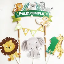 Comprar Adorno De Torta Cake Topper Animales Selva Animalitos Jungla