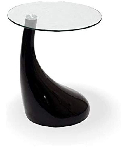 Mesa De Centro Lateral De Vidrio Y Espejo Fab, 18 In, Negro