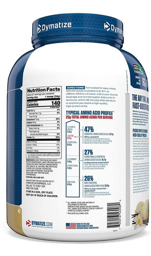 Imagen 3 de 4 de Proteína Elite 100% Whey Dymatize 5lbs -vainilla
