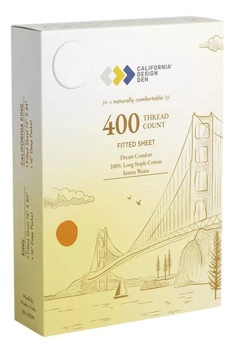 California Design Den Sábana Ajustable 400 Hilos King Color Blanco Diseño De La Tela Liso